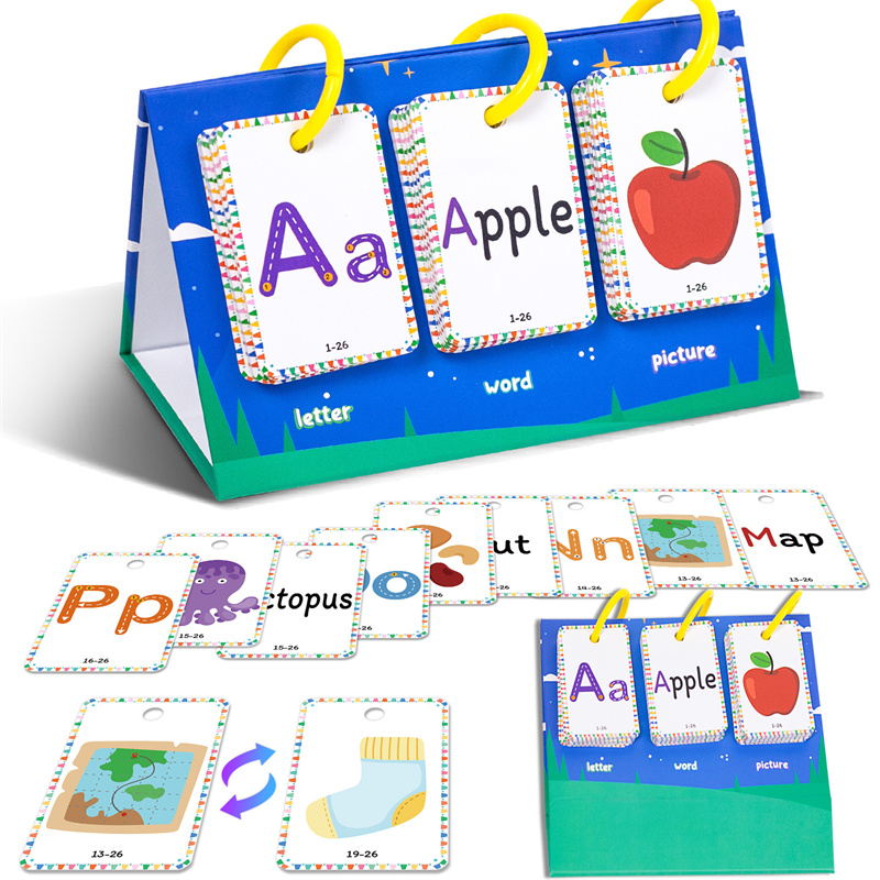 Flash Card Alphabet - Vroeg onderwijs Letterkaart Flash-kaarten Bedtijd Alfabet