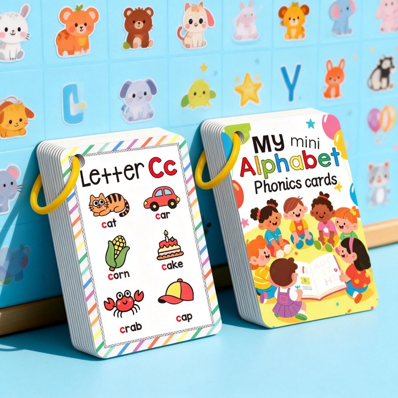 Flash Card Alphabet - Kleurrijke dieren alfabet cognitiekaarten kinderen Engels