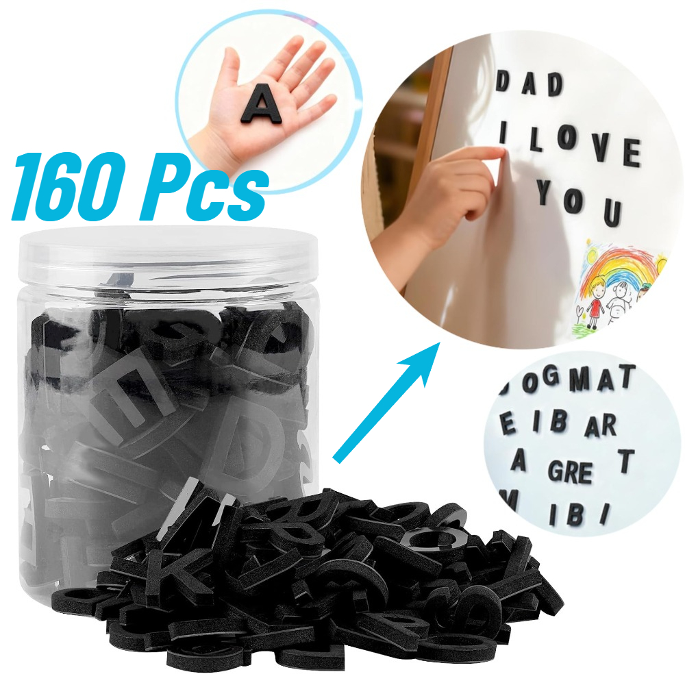 Magnetic Letter Board - 160 stuks decoratieve magnetische EVA-alfabetletters voor