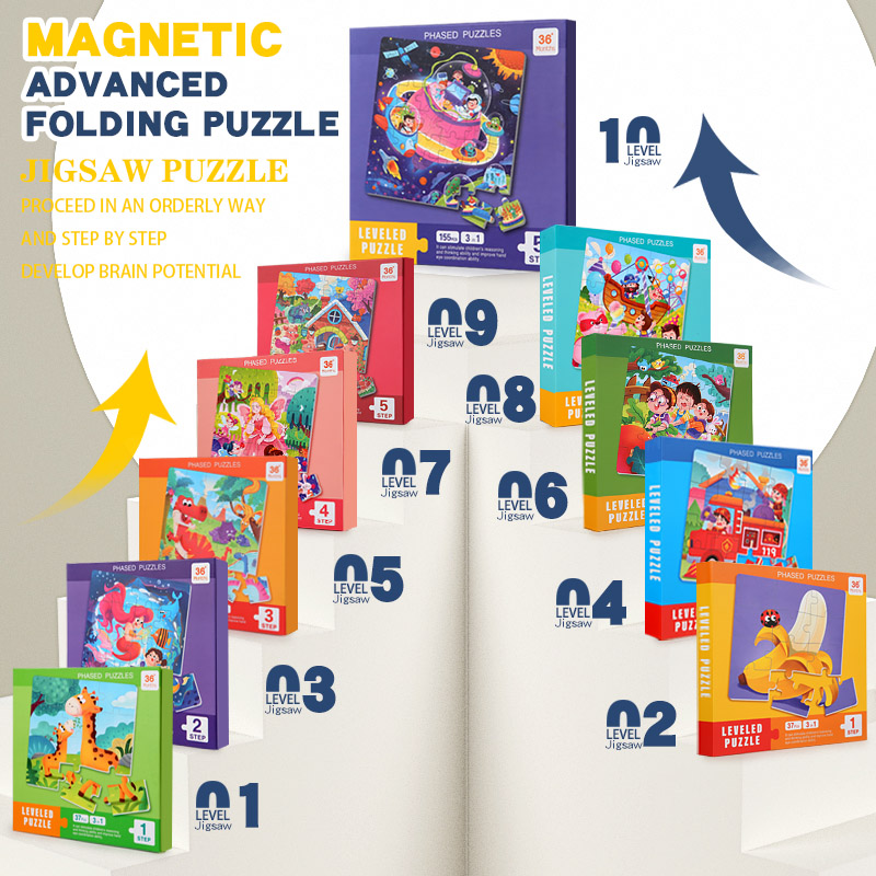 Kids Educational Game 3 - Magnetische houten puzzel voor kinderen Cartoonpatroon