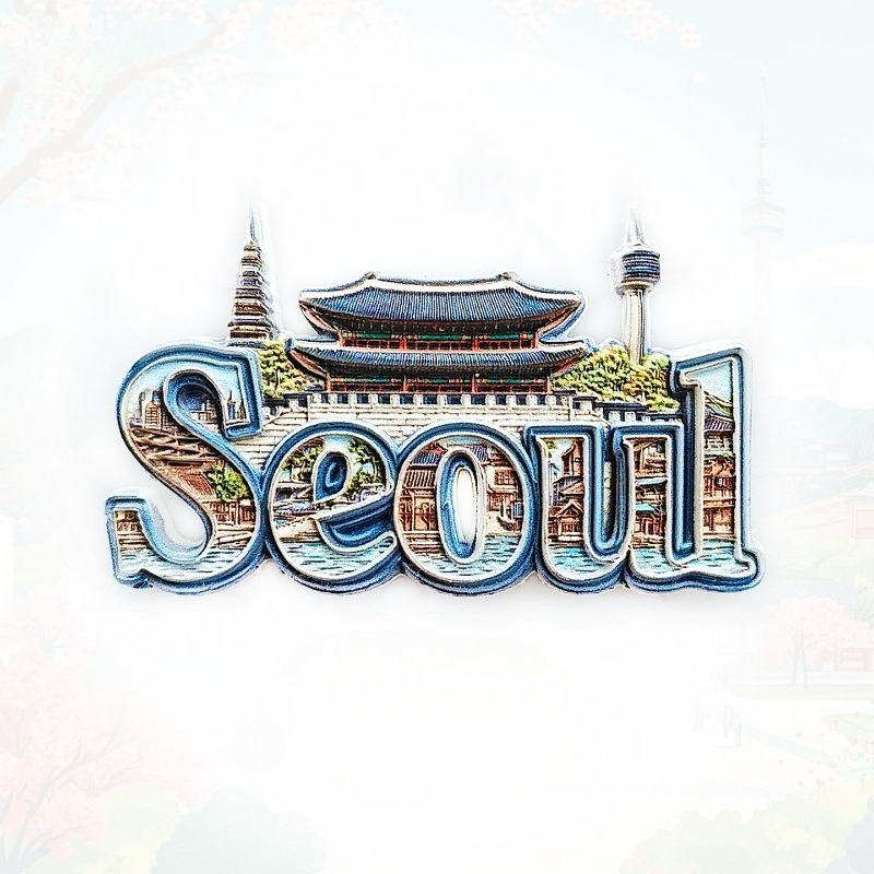 Magnetic Letter Board - Seoul Gyeongbokgung & Namsan Tower koelkastmagneet