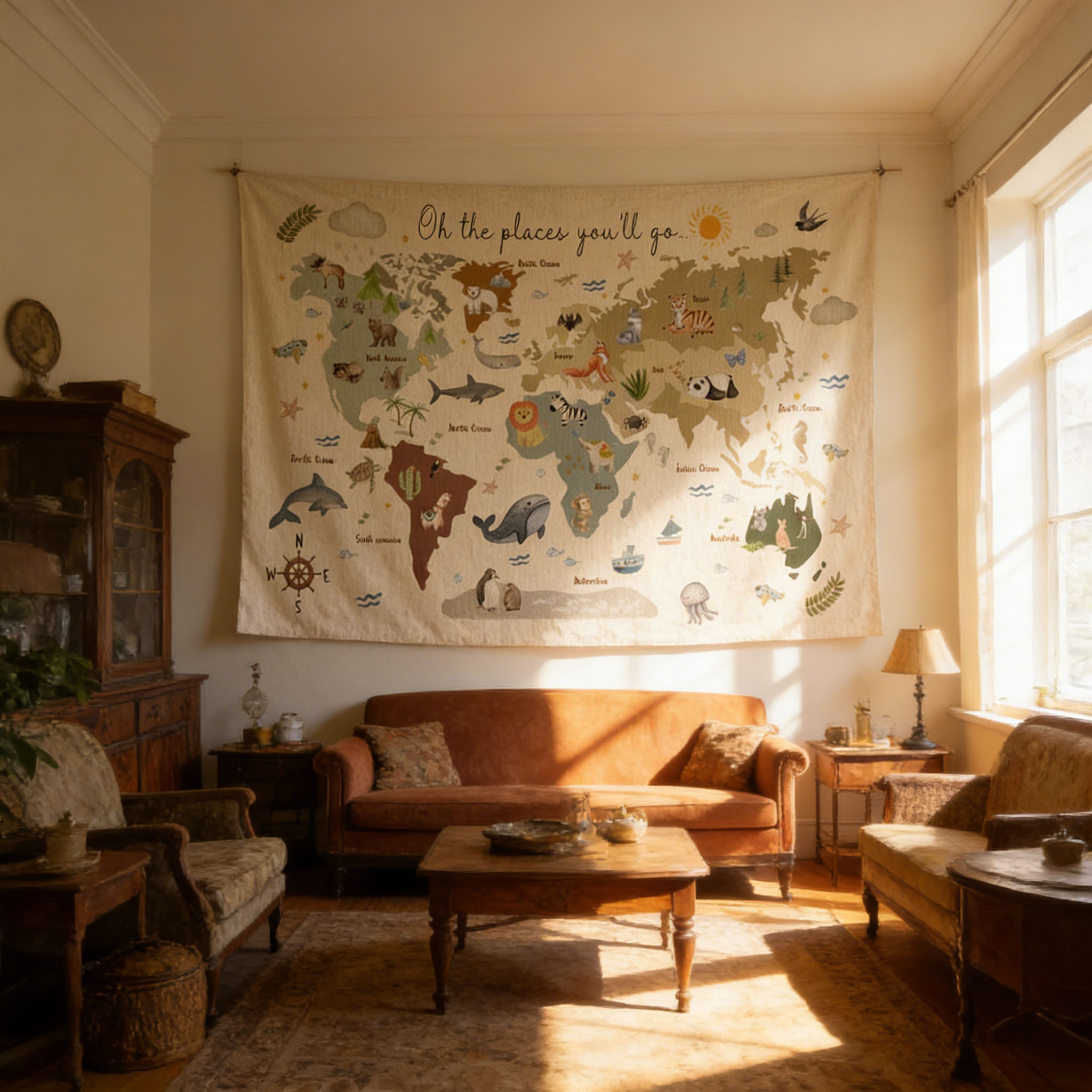 Schattig dierenwereldkaart-wan - Kids Education Banner recensie en prijs