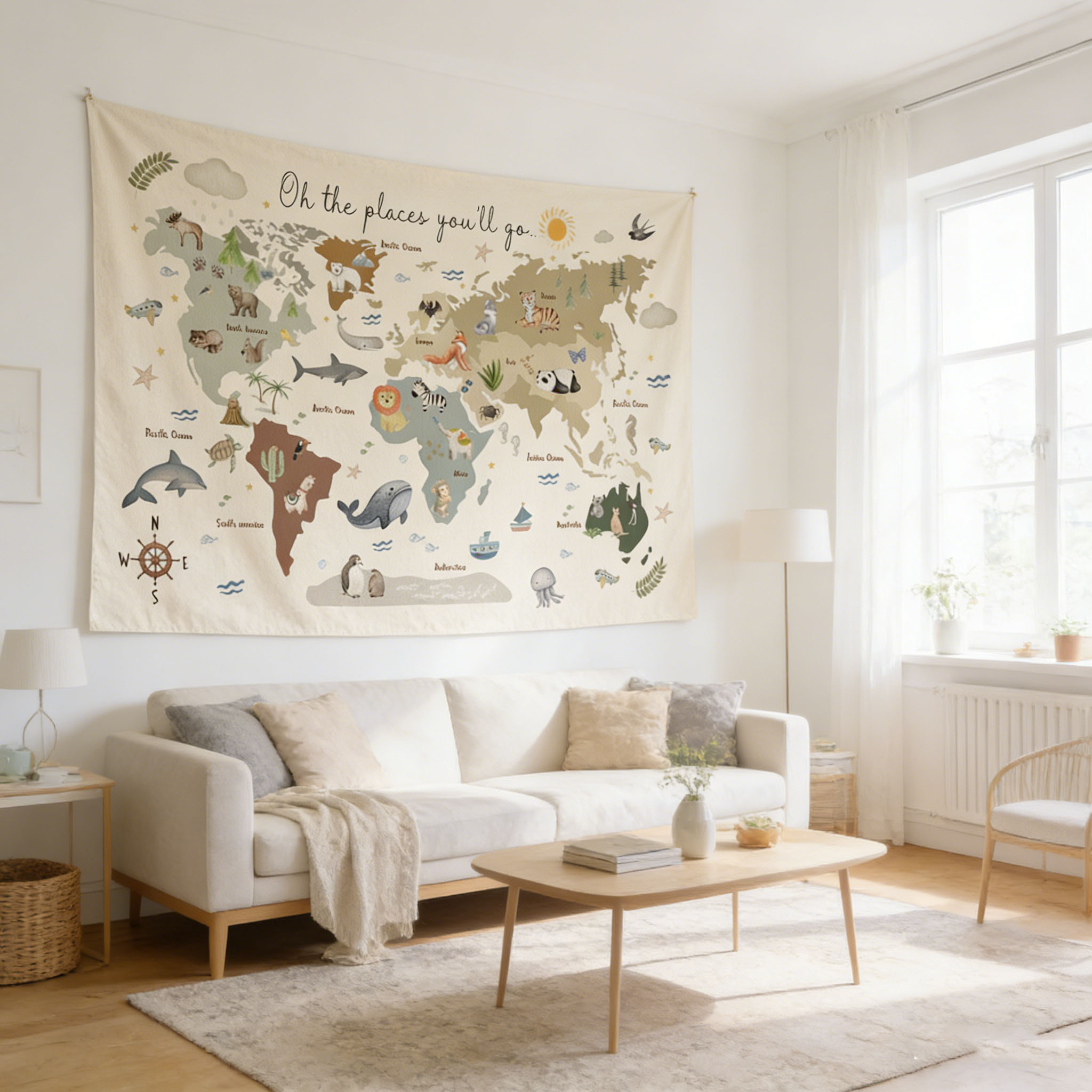 Schattig dierenwereldkaart-wan - Kids Education Banner recensie en prijs